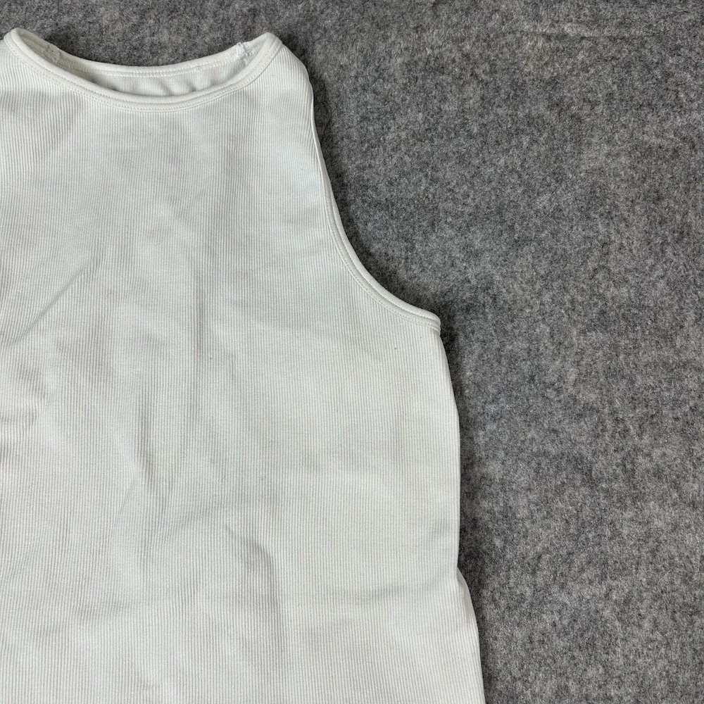 Intimately Free People Top XS Ribbed Tank Crop Sleeveless Fitted Racerback White